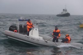 A handout photo made available by Russian Ministry of Emergencies shows rescue boats searching in Black Sea near coastline of Sochi for wreckages of doomed Russian Tu-154 plane, that belonged to the Russian Defence Ministry, in Sochi, Russia, 25 December 2016. There were 93 people on board of the plane, including 65 musicians of Alexandrov Song and Dance ensemble and famouse civil activist Doctor Yelizaveta Glinka. The plane's planned destination was the Syrian city of