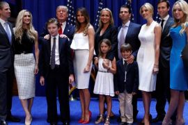 U.S. Republican presidential candidate, real estate mogul and TV personality Donald Trump poses with his family after formally announcing his campaign for the 2016 Republican presidential nomination during an event at Trump Tower in New York June 16, 2015. REUTERS/Brendan McDermid/File Photo FROM THE FILES PACKAGE "THE CANDIDATES" - SEARCH CANDIDATES FILES FOR ALL 90 IMAGES