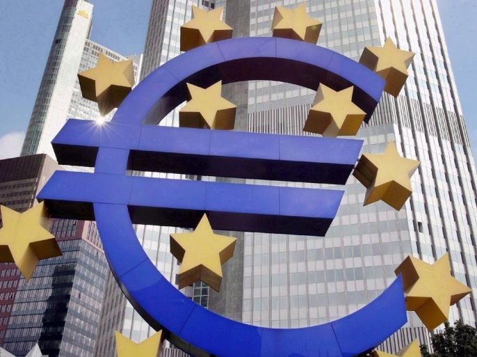 (FILE) A file photo dated 27 August 2007 shows the building of the European Central Bank (ECB) behind the Euro sign logo by artist Otmar Hoerl in Frankfurt am Main, Germany. Rating agency Standard & Poor's downgraded the long-term credit rating of the European Union on 20 December 2013, taking away its top-notch AAA grade by pointing to waning support for the bloc. The rating was lowered by one notch to AA+, while its outlook was found to be 'stable.' 'We believe the financial profile of the EU has deteriorated, and that cohesion among EU members has lessened,' the US 'agency said. 'EU budgetary negotiations have become more contentious, signaling what we consider to be rising risks to the support of the EU.' It pointed in particular to talks on the bloc's 2014-20 spending plans, noting that a 'relatively small number of EU members was able to determine at least a temporary limit to the EU's budget.' EPA/BORIS ROESSLER *** Local Caption *** 50509832
