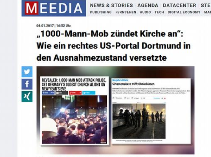 موقع ميديا الألماني يكشف الفبركة المزعومة لخبر إحراق كنيسة درتموند في موقع يميني أميركي