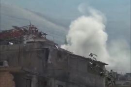 قصف مليشيات حزب الله اللبناني بالهاون على بلدة مضايا