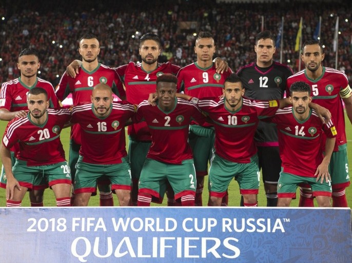 Morocco's players pose for a group photo before the 2018 FIFA World Cup Russia qualifier soccer game between Morocco and the Ivory Coast at the Marrakesh Stadium in Marrakech, Morocco, 12 November 2016.