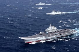 China's Liaoning aircraft carrier with accompanying fleet conducts a drill in an area of South China Sea, in this undated photo taken December, 2016. REUTERS/Stringer ATTENTION EDITORS - THIS IMAGE WAS PROVIDED BY A THIRD PARTY. EDITORIAL USE ONLY. CHINA OUT.