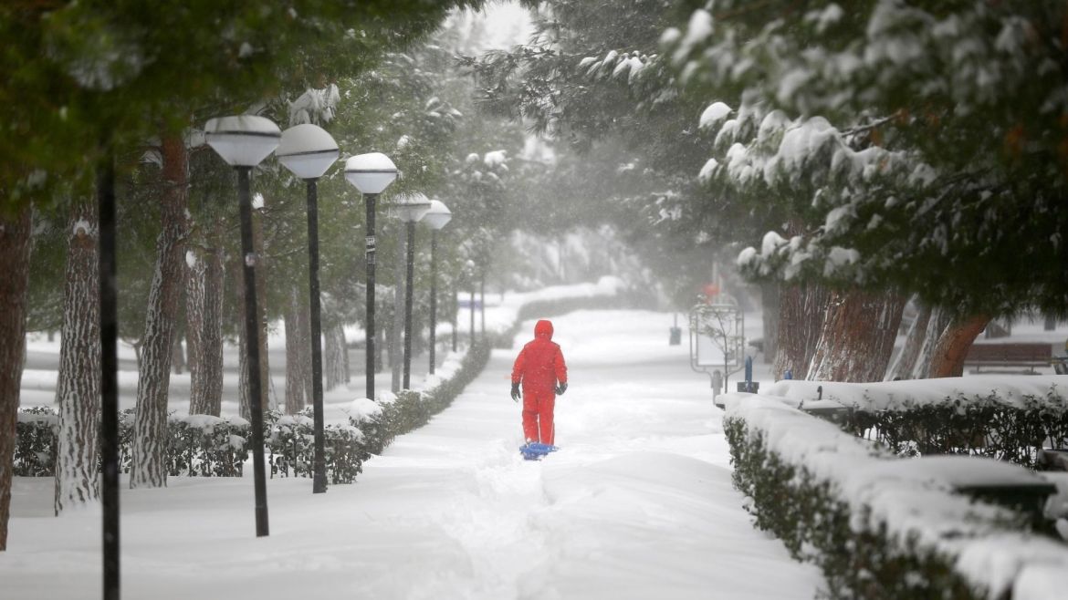 A boy walks under snow-covered trees during a snowfall in Istanbul, Turkey, January 7, 2017. REUTERS/Osman Orsal     TPX IMAGES OF THE DAY
