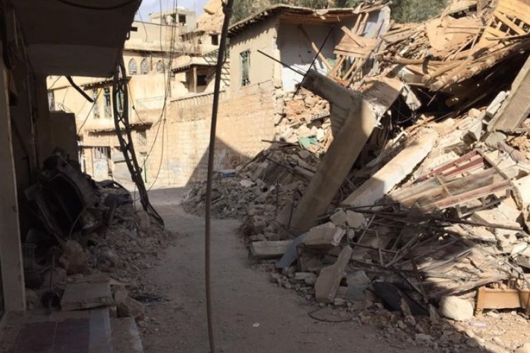 صورة بثتها الهيئة الإعلامية في وادي بردى لآثار قصف النظام