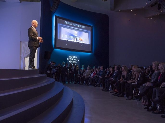German Klaus Schwab, founder and president of the World Economic Forum (WEF) speaks during his opening address on the eve of the 47th annual meeting of the World Economic Forum, in Davos, Switzerland, 16 January 2017. The annual meeting brings together business leaders, international political leaders and select intellectuals, to discuss the pressing issues facing the world. The overarching theme of the 2017 meeting, which takes place from 17 to 20 January, is 'Responsive and Responsible Leadership'.