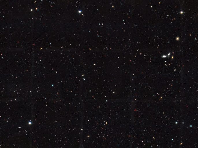 An undated handout image released by the NASA on 13 October 2016 shows an image taken by the NASA/ESA Hubble Space Telescope and covers a portion of the southern field of Great Observatories Origins Deep Survey (GOODS). Among other data, scientists used the galaxies visible in the Great Observatories Origins Deep Survey (GOODS) to recalculate the total number of galaxies in the observable Universe. This is a large galaxy census, a deep-sky study by several observatories