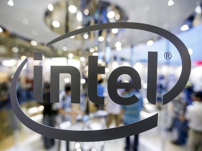 A general view shows the Intel logo on glass during the COMPUTEX, the largest computer show in Asia, in Taipei, Taiwan, 31 May 2016. The COMPUTEX computer show runs from 31 May to 04 June 2016 and gathers 1,602 exhibitors from 30 countries with 5,009 booths to display their latest products and to sign orders with foreign buyers.