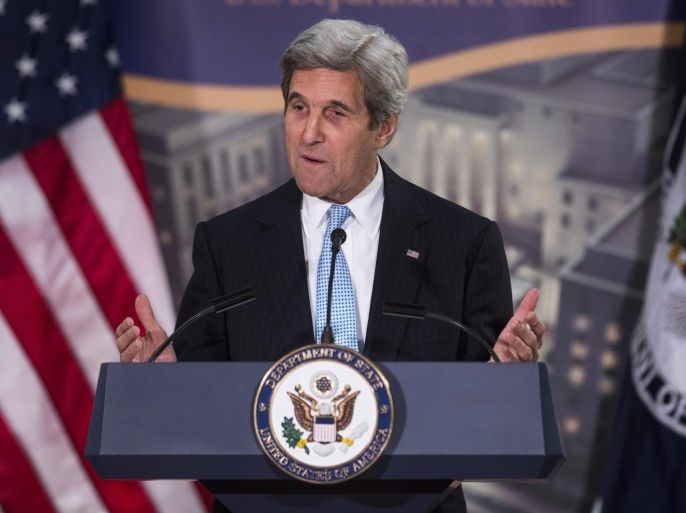 US Secretary of State John Kerry speaks during a reception celebrating the completion of the US Diplomacy Center Pavilion at the US Department of State in Washington, DC, USA, 10 January 2017.