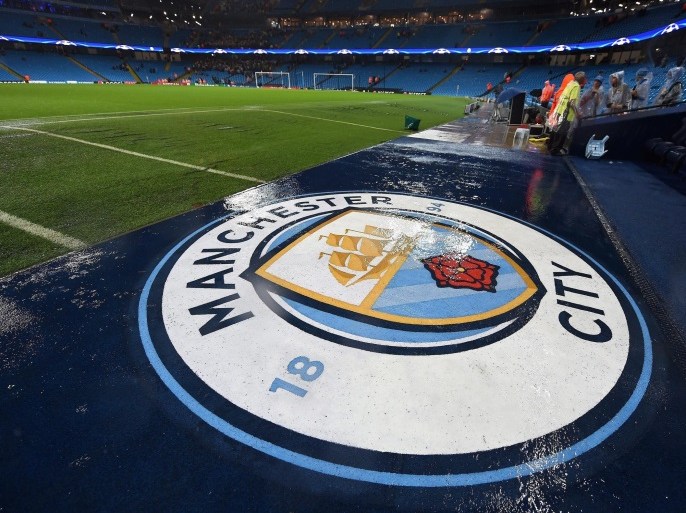 (FILE) A file picture dated 13 September 2016 of heavy rain falling onto the club crest next to the pitch before the UEFA Champions League Group C soccer match between Manchester City and Borussia Moenchengladbach in Manchester, Britain. English Premier League side Manchester City have been charged by the FA in relation to anti-doping rules, British media reports claimed on 11 January 2017. The FA said in a statement, that the club allegedly 'failed to ensure that their 'Club Whereabouts' information was accurate.' EPA/PETER POWELL *** Local Caption *** 53016125