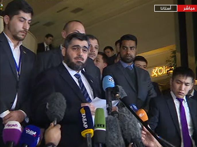 مؤتمر صحفي لمحمد علوش رئيس وفد المعارضة السوريةلمفاوضات أستانا