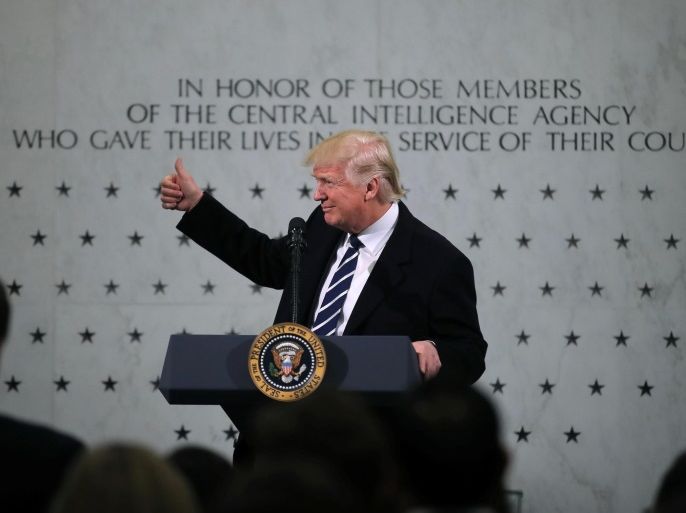U.S. President Donald Trump delivers remarks during a visit to the Central Intelligence Agency (CIA) in Langley, Virginia U.S. January 21, 2017. REUTERS/Carlos Barria TPX IMAGES OF THE DAY