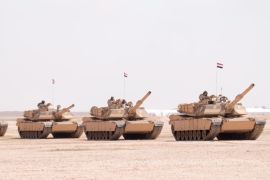 A handout photograph released by the official Saudi Press Agency (SPA) shows Egyptian tanks during the multi-national military exercise 'North Thunder, at an undisclosed location in Saudi Arabia, 02 March 2016. According to reports, some 350,000 military personnel and over 2000 warplanes from 20 countries are participating in the military maneuver, dubbed 'North Thunder'. EPA/SAUDI PRESS AGENCY / HANDOUT