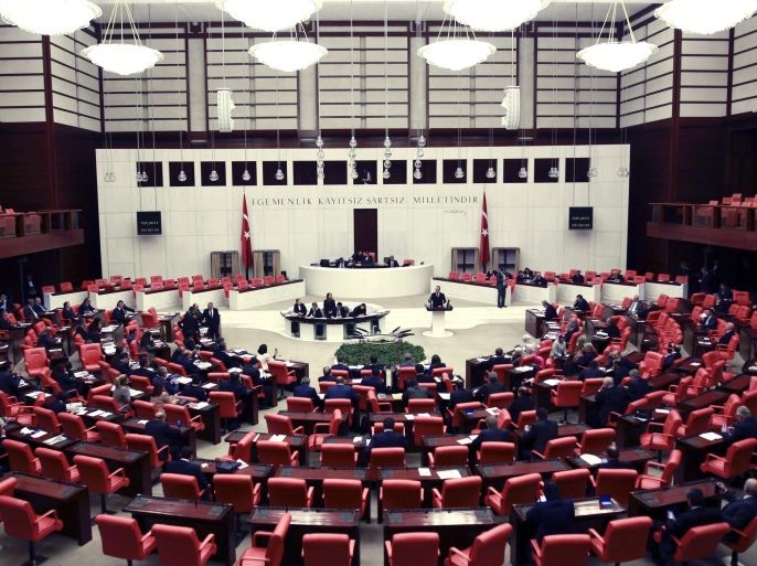 (FILE) - A file picture dated 09 January 2017 shows kawmakers attend a debate in the Turkish parliament in Ankara, Turkey. Turkish parliament on 15 January approved the last article to a constitution reform to change the country's parliamentarian system of governance into a presidential one, which the opposition denounced as giving more power to Turkish president Recep Tayyip Erdogan. A second round of voting will commence end of January with the ruling AK Party aiming