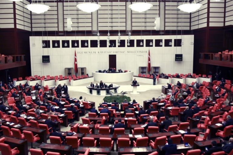 (FILE) - A file picture dated 09 January 2017 shows kawmakers attend a debate in the Turkish parliament in Ankara, Turkey. Turkish parliament on 15 January approved the last article to a constitution reform to change the country's parliamentarian system of governance into a presidential one, which the opposition denounced as giving more power to Turkish president Recep Tayyip Erdogan. A second round of voting will commence end of January with the ruling AK Party aiming
