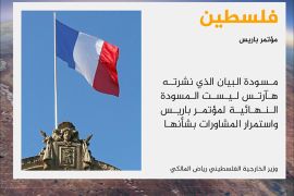 قال وزير الخارجية الفلسطيني رياض المالكي إن المشاورات ما زالت مستمرة مع فرنسا
