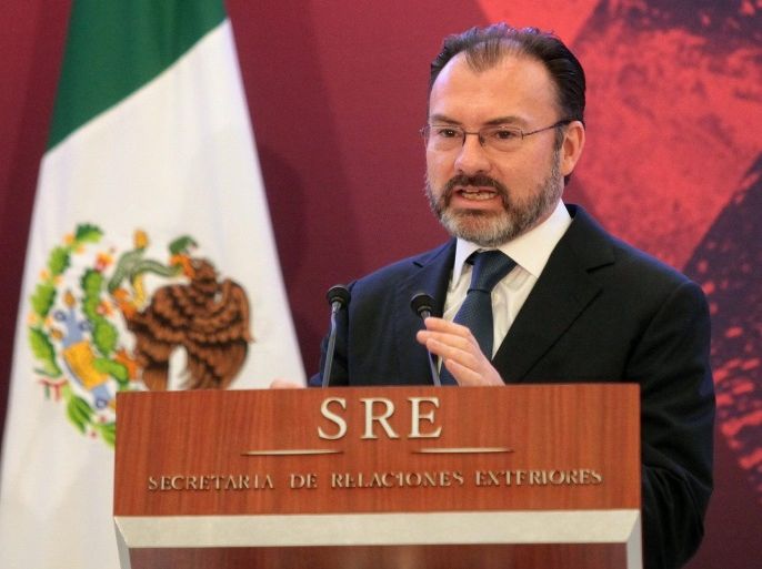 Mexican Foreign Minister Luis Videgaray speaks during the inauguration of the 28th Meeting of Ambassadors in the country, in Mexico City, Mexico, 09 January 2017.