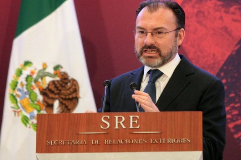 Mexican Foreign Minister Luis Videgaray speaks during the inauguration of the 28th Meeting of Ambassadors in the country, in Mexico City, Mexico, 09 January 2017.