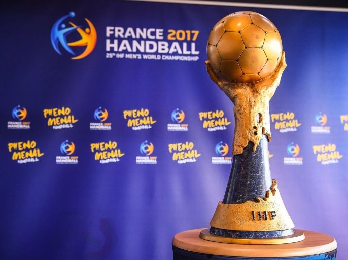 The IHF Handball World Championship trophy during a press conference on the vigil of the first match of the IHF Men's Handball World Championship, Paris, France, 10 January 2017.