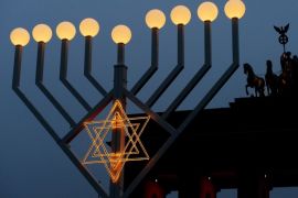 Europe's largest menorah is lit up at the Brandenburg Gate in Berlin, Germany, 22 December 2016. Hanukkah, also known as the 'Festival of Lights', is one of the most important Jewish holidays and is celebrated by Jews worldwide.
