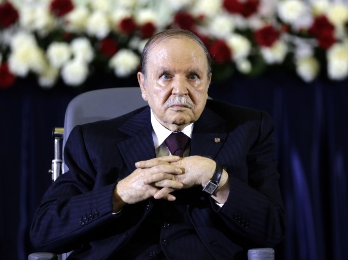 President Abdelaziz Bouteflika looks on during a swearing-in ceremony