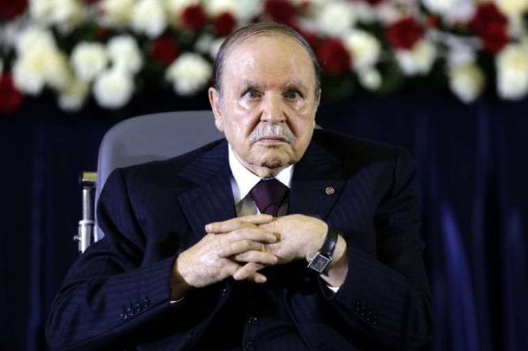 President Abdelaziz Bouteflika looks on during a swearing-in ceremony