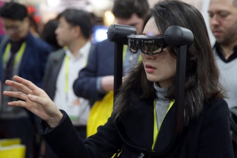 An attendee wears ODG augmented reality smart glasses 9 with ultra wide-field-of-view at the 2017 International Consumer Electronics Show in Las Vegas, Nevada, USA, 06 January 2017. The annual CES which takes place from 5-8 January is a place where industry manufacturers, advertisers and tech-minded consumers converge to get a taste of new gadgets and innovations coming to the market each year.