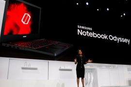 Alanna Cotton, vice president of Samsung Electronics America, introduces the Samsung Notebook Odyssey gaming laptop during a Samsung Electronics news conference at the 2017 CES in Las Vegas, Nevada January 4, 2017. REUTERS/Steve Marcus