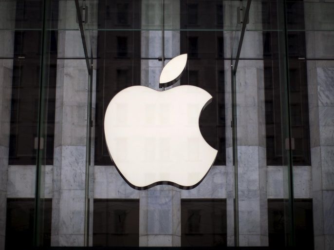 An Apple logo hangs above the entrance to the Apple store on 5th Avenue in New York City, in this file photo taken July 21, 2015. After months of declines in Apple's stock, sentiment appears to be mending as investors focus on steady earnings expectations and bet that the expected launch of a new iPhone will add badly-needed fuel to sputtering sales. REUTERS/Mike Segar/Files