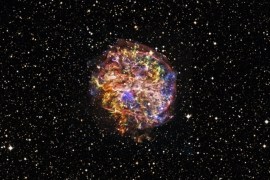The G292.0+1.8 supernova remnants are shown in this handout image courtesy of NASA. In commemoration of the 15th anniversary of NASA's Chandra X-ray Observatory, newly processed images of supernova remnants dramatically illustrate Chandra's unique ability to explore high-energy processes in the cosmos. And show how Chandra can trace the expanding debris of an exploded star and the associated shock waves that rumble through interstellar space at speeds of millions of m