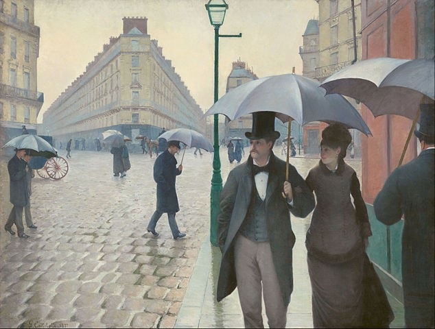 غوستاف كاييبوت، شارع باريسي في يوم ممطر 1877م (مواقع التواصل الإجتماعي)