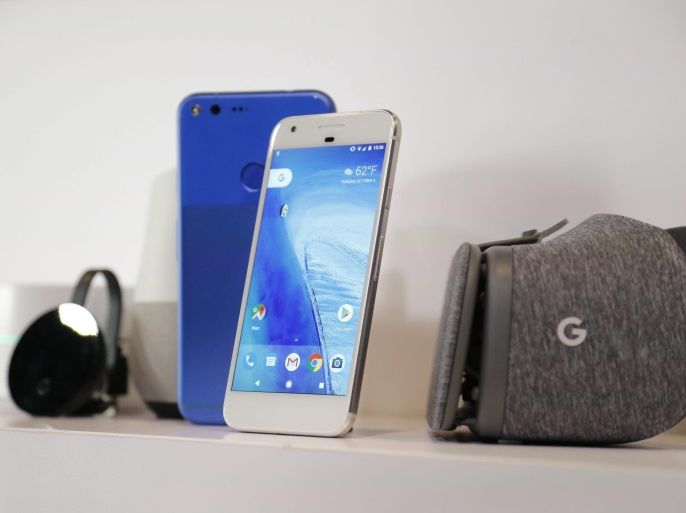 Google Pixel phone, Google Home, and Google Daydream View on display after they were introduced at a Google product event in San Francisco, California, USA, 04 October 2016.
