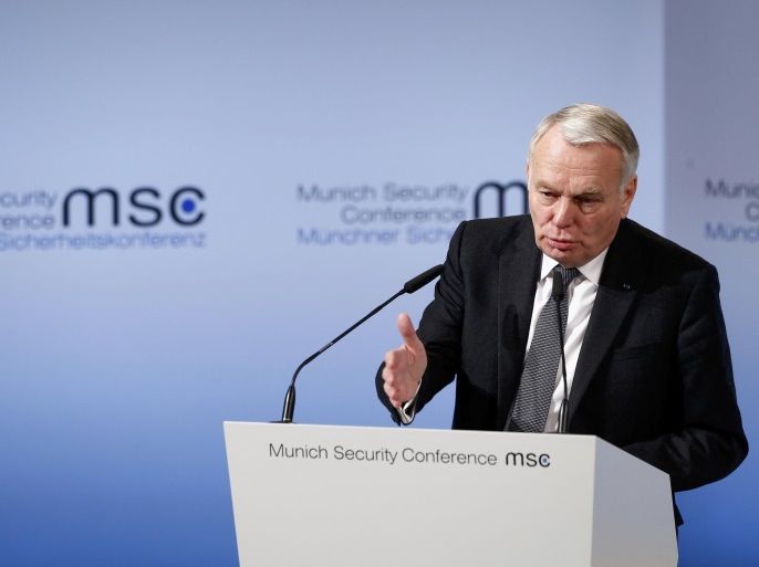 France's Foreign Minister Jean-Marc Ayrault delivers his speech during the 53rd Munich Security Conference in Munich, Germany, February 18, 2017. REUTERS/Michaela Rehle