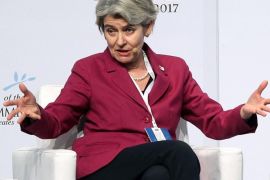 UNESCO's Director Irina Bokova speaks during the Peace and Education forum: 'The Virtuous Circle', in the frame of the 16th World Summit of Peace Nobel Laureates in Bogota, Colombia, 03 February 2017.