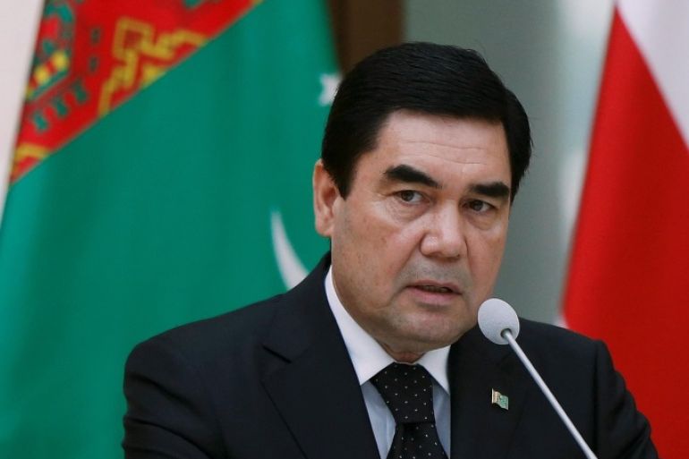 FILE PHOTO: Turkmenistan's President Kurbanguly Berdymukhamedov speaks at a news briefing in Tbilisi, Georgia, July 2, 2015. REUTERS/David Mdzinarishvili/File Photo