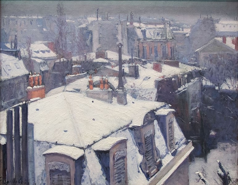 غوستاف كاييبوت، أسطح المنازل (تأثير الثلج) 1878-1879 (مواقع التواصل الإجتماعي)