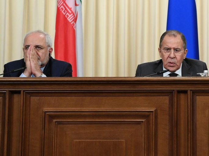 Iranian Foreign Minister Mohammad Javad Zarif, Russian Foreign Minister Sergei Lavrov and Turkish Foreign Minister Mevlut Cavusoglu attend a press conference in Moscow, Russia, 20 December 2016. Russia, Iran and Turkey agreed to guarantee Syria peace talks and backed expanding a ceasefire in the war-torn country, Russian foreign minister said after talks with counterparts.