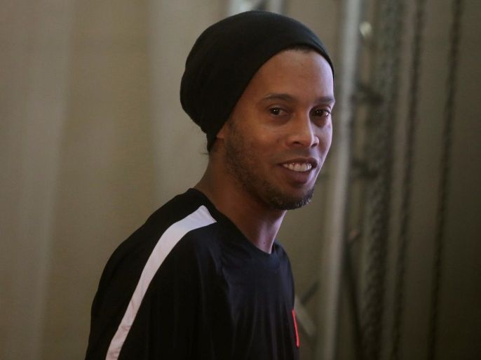 Brazilian soccer player Ronaldinho attends a news conference upon his arrival to Guatemala to promote a friendly soccer match with local teams, in Guatemala City, Guatemala, July 8, 2016. REUTERS/Saul Martinez FOR EDITORIAL USE ONLY. NO RESALES. NO ARCHIVES.