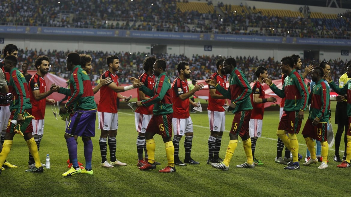 Football Soccer - African Cup of Nations - Final - Egypt v Cameroon - Stade d'Angondjé - Libreville, Gabon - 5/2/17 Players shake hands before the match  Reuters / Amr Abdallah Dalsh Livepic