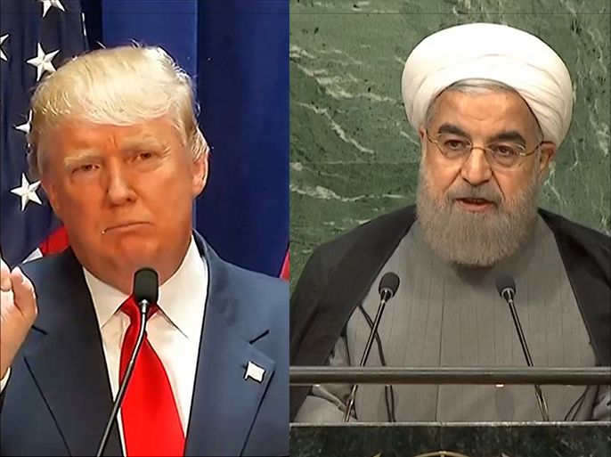 كومبو يجمع الرئيس الإيراني حسن روحاني والرئيس الأميركي دونالد ترمب