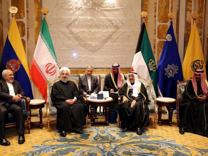 Iran's President Hassan Rouhani meets with Emir of Kuwait Sheikh Sabah al-Ahmad al-Sabah in Kuwait City, Kuwait, February 15, 2017. President.ir/Handout via REUTERS ATTENTION EDITORS - THIS PICTURE WAS PROVIDED BY A THIRD PARTY. FOR EDITORIAL USE ONLY. NO RESALES. NO ARCHIVE.
