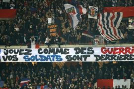 PSG's supporters during the UEFA Champions League round of 16 first leg soccer match between Paris Saint Germain and FC Barcelona at the Parc des Princes Stadium, in Paris, France, 14 February 2017.