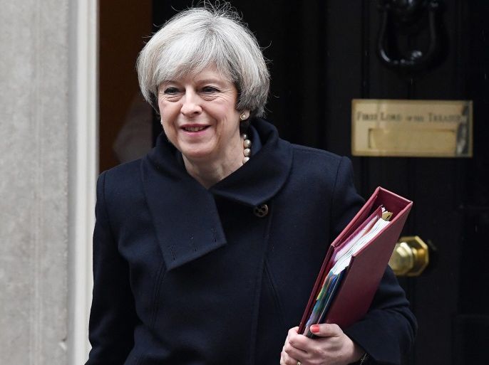 British Prime Minister Theresa May departs 10 Downing Street in London, Britain, 01 February 2017. Parliament is holding its final day in a two-day long debate on the bill to trigger Article 50 and Britain's exit from the EU. MP's will vote to trigger Article 50 on 01 February.