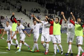 Football Soccer - Qatar v Iran - 2018 World Cup Qualifiers - Doha, Qatar - 23/3/17 - Iran's team celebrates after winning their match. REUTERS/Ibraheem Al Omari