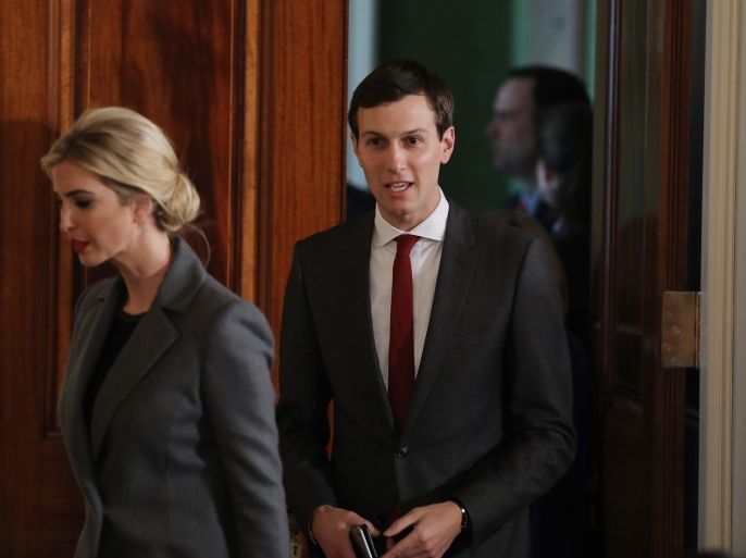 Ivanka Trump enters the East Room with her husband White House senior advisor Jared Kushner prior to a joint news conference between U.S. President Donald Trump and Israeli Prime Minister Benjamin Netanyahu, at the White House in Washington, U.S., February 15, 2017. REUTERS/Carlos Barria