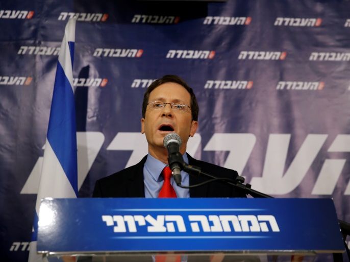 Isaac Herzog leader of Zionist Union delivers a statement at the party headquarters in Tel Aviv, Israel, May 18, 2016. REUTERS/Baz Ratner