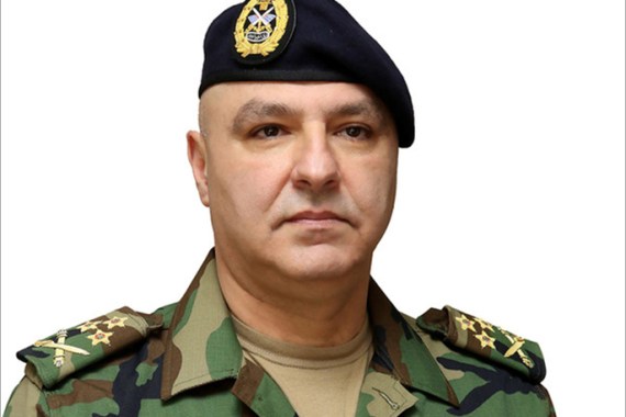 A handout photo made available by the Lebanese Army media office, showing the newly appointed as army commander General Joseph Aoun, Beirut, Lebanon 08 March 2017