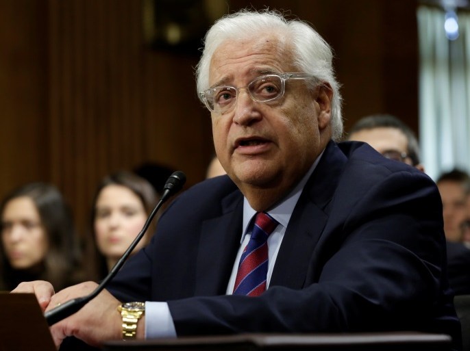 David Friedman testifies before a Senate Foreign Relations Committee hearing on his nomination to be U.S. ambassador to Israel, on Capitol Hill in Washington, U.S., February 16, 2017. REUTERS/Yuri Gripas