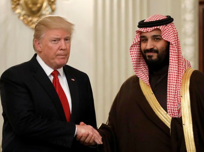 U.S. President Donald Trump and Saudi Deputy Crown Prince and Minister of Defense Mohammed bin Salman meet at the White House in Washington, U.S., March 14, 2017. REUTERS/Kevin Lamarque