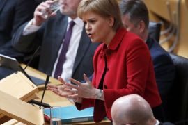 EDINBURGH, SCOTLAND - MARCH 28: Scottish First Minister, Nicola Sturgeon attends a debate on a second referendum on independence at Scotland's Parliament in Holyrood on March 28, 2017 in Edinburgh, United Kingdom. (Photo by Russell Cheyne - WPA Pool /Getty Images)